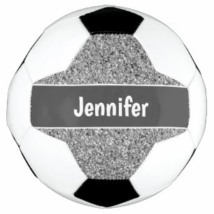 Girl Silver Glitzer Sparkle Personalisiert Kids Fußball
