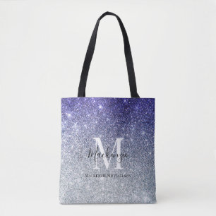 Girl Silver Lila Ombre Glitzer Monogram Name
