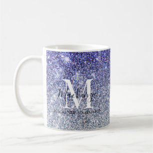 Girl Silver Lila Ombre Glitzer Monogram Name Kaffeetasse