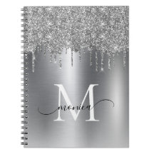 Girl Silver Metal Glitzer Ombre Monogram