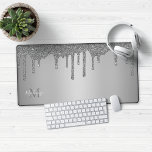 Girl Silver Sparkle Glitzer Tropfens Monogram Schreibtischunterlage<br><div class="desc">Girly Silver Sparkle Glitzer Tropfen Monogram Mouse Pad Desk Mat mit unseren trendigen Imitate Glitzer Tropfen in schicken Lux Silber auf einem modernen Hintergrund. Bitte kontaktieren Sie uns unter cedarandstring@gmail.com ,  wenn Sie Hilfe beim Design oder den passenden Produkten benötigen.</div>