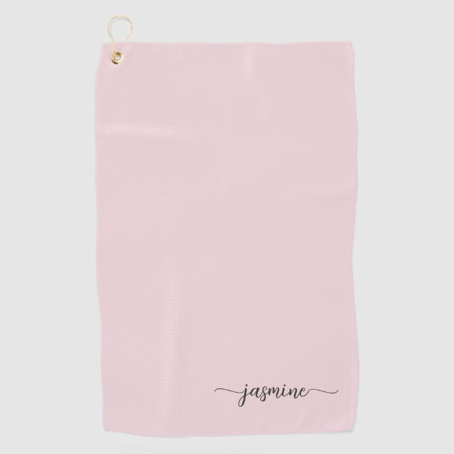 Girl Simple Blush Pink Monogram Name Script Golf Golfhandtuch (Vorderseite)