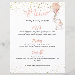 Girl Simple Elephant Balloon Baby Showmenü