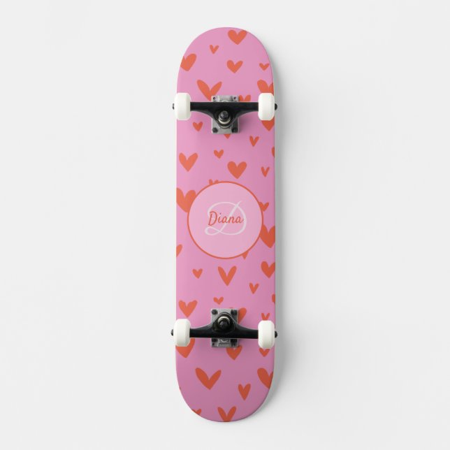 Girl Skateboard Monogramm und Name (Vorderseite)