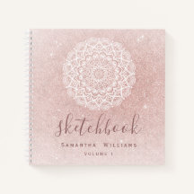 Girl Sketchbook Your Name Rose Gold Pink Glitzer