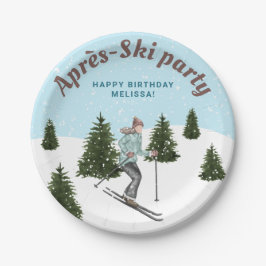 Girl Skiing Winter Slopes Après-Ski Birthday Party Pappteller