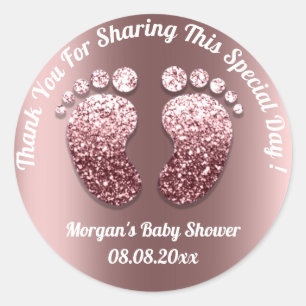 Girl Skinny Feet Baby Dusche Gefallen Vielen Dank Runder Aufkleber