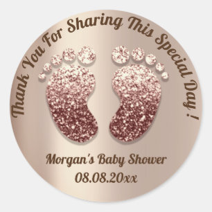 Girl Skinny Feet Baby Dusche Gefallen Vielen Dank Runder Aufkleber