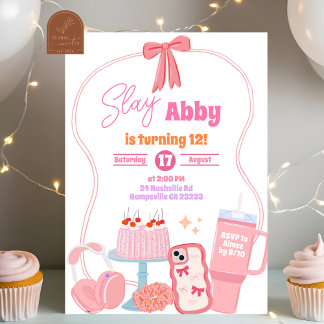 Girl Slay Aesthetic Coquette Tween Party Invitatio Einladung