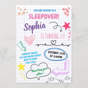 Girl Sleepover Party Tee Kinder Schlummergeburt Einladung