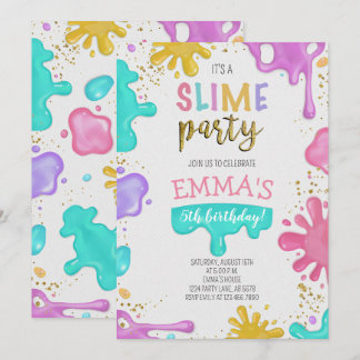Girl Slime Birthday Party Einladung