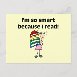 Girl Smart weil ich lese Postkarte