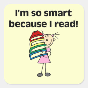 Girl Smart weil ich lese Quadratischer Aufkleber