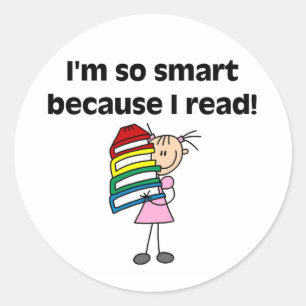 Girl Smart weil ich lese Runder Aufkleber