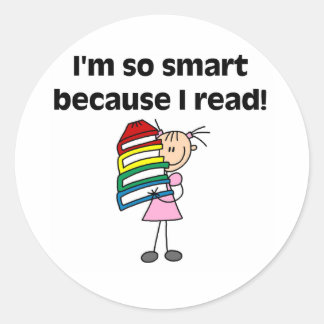 Girl Smart weil ich lese Runder Aufkleber