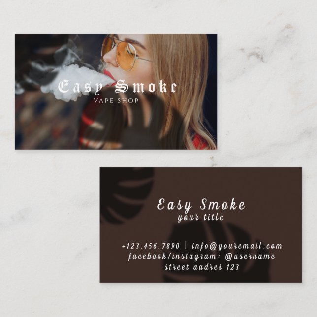 Girl Smoke Vape Shop Business Card Visitenkarte (Vorne/Hinten)