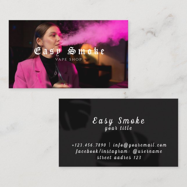 Girl Smoke Vape Shop Business Card Visitenkarte (Vorne/Hinten)