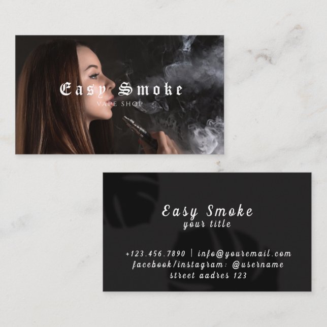 Girl Smoke Vape Shop Business Card Visitenkarte (Vorne/Hinten)