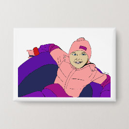 Girl Snow Tubing Button