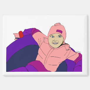 Girl Snow Tubing Magnet