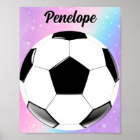 Girl Soccer Ball Pastel Stars Personalisierter Nam