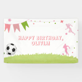 Girl Soccer Football Party Banner Pink Sports