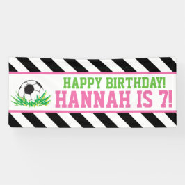 Girl Soccer Happy Birthday Banner