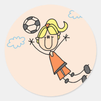 Girl Soccer Jump Tshirts und Geschenke Runder Aufkleber