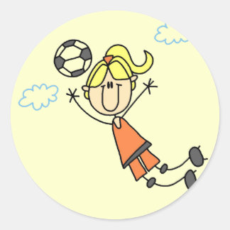 Girl Soccer Jump Tshirts und Geschenke Runder Aufkleber