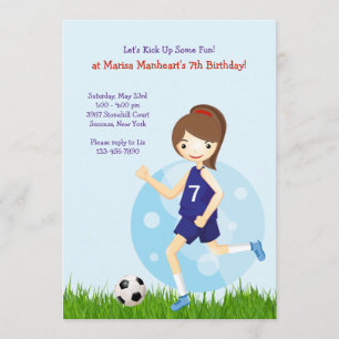 Girl Soccer Player Geburtstagsparty Einladung