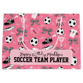 Girl Soccer Player Girl Pink Gift Bag Große Geschenktüte