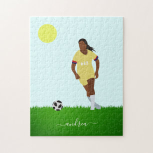Girl Soccer Player Illustration Name Jersey Nummer Puzzle