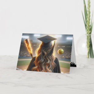 Girl Softball-Absolvent mit Fey Bat Karte