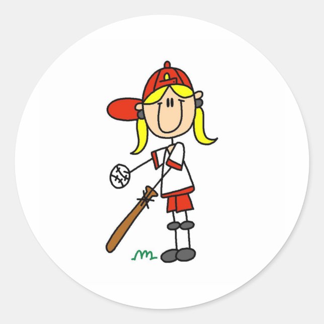 Girl Softball Player Sticker (Vorderseite)