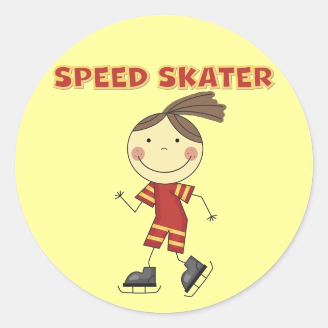 Girl Speed Skater Tshirts und Geschenke Runder Aufkleber (Vorderseite)