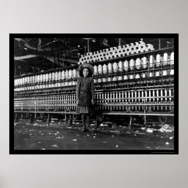 Girl Spinner in a Cotton Mill in Roanoke, VA 1911 Poster (Vorne)