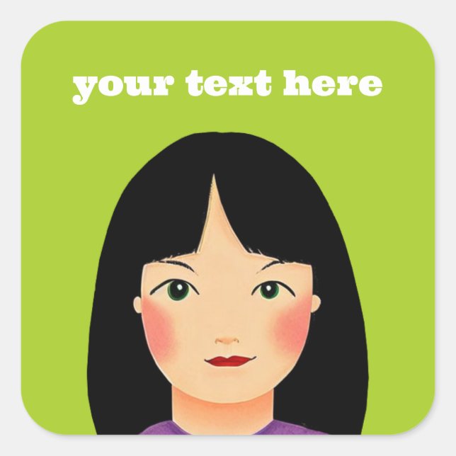 Girl Square Sticker (Vorderseite)