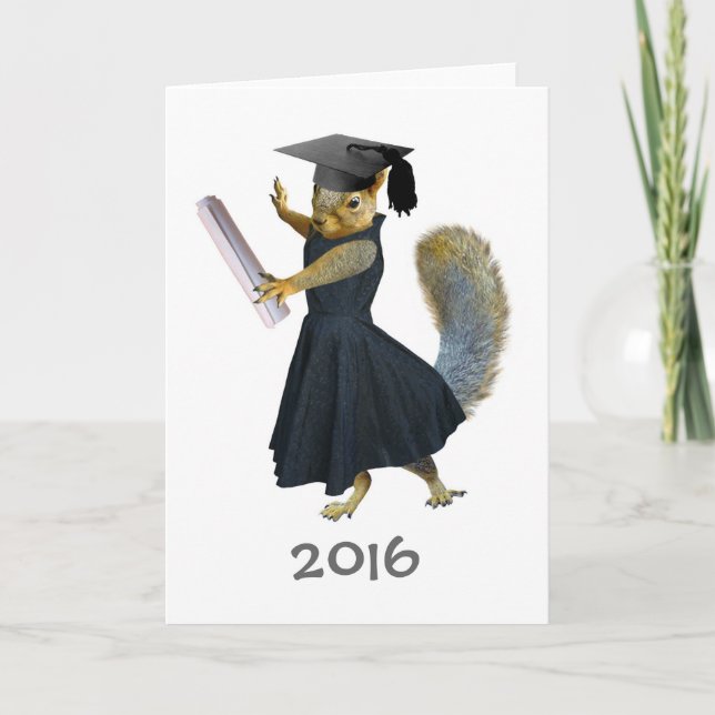 Girl Squirrel Abschluss 2016-Karte Karte (Vorderseite)
