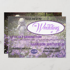 Girl Statue mit blauer violetter Phlox vergiss-me- Einladung