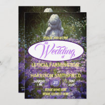 Girl Statue mit blauer violetter Phlox vergiss-me-