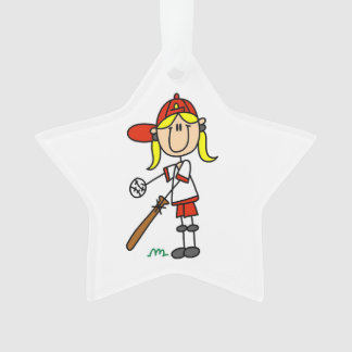 Girl-Strichmännchen-Baseball im Bat Ornament