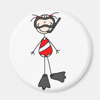 Girl Strichmännchen Schnorkeling Magnet