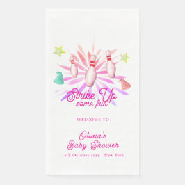 Girl Strike Up Bowling Baby Shower Welcome Serviette