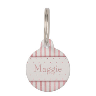Girl Stripes und Polka Dots Rose Gold Pet Dog Tag Haustiermarke