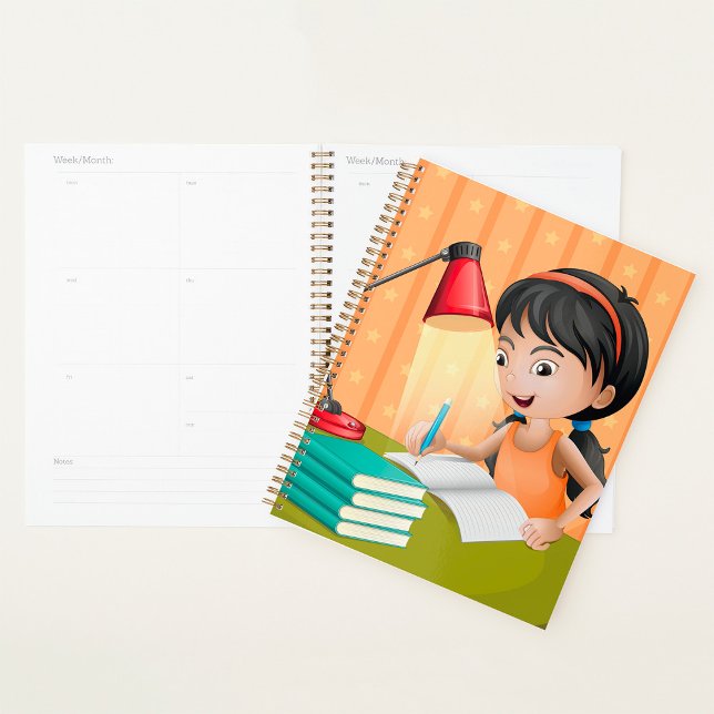 Girl Studying at Desk Doing Homework Planer (Von Creator hochgeladen)