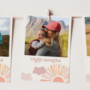 Girl Sun Monthly Banner Card - Acht Monate Einladung