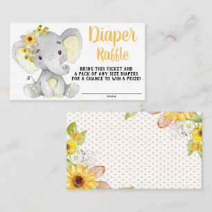 Girl Sunflower Elephant Diaper Raffle Tickets