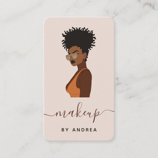 Girl Sunglasses Illustration Makeup Beauty Fashion Visitenkarte (Vorderseite)