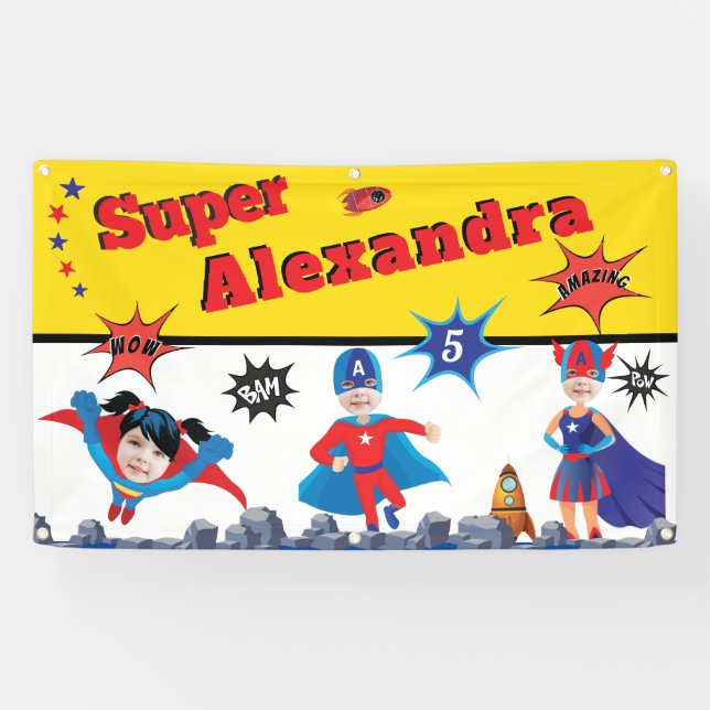 Girl Superhero American Special zum Geburtstag Banner (Horizontal)