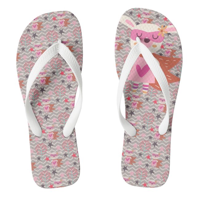 Girl Superhero Bunny Flip Flops (Fußbett)